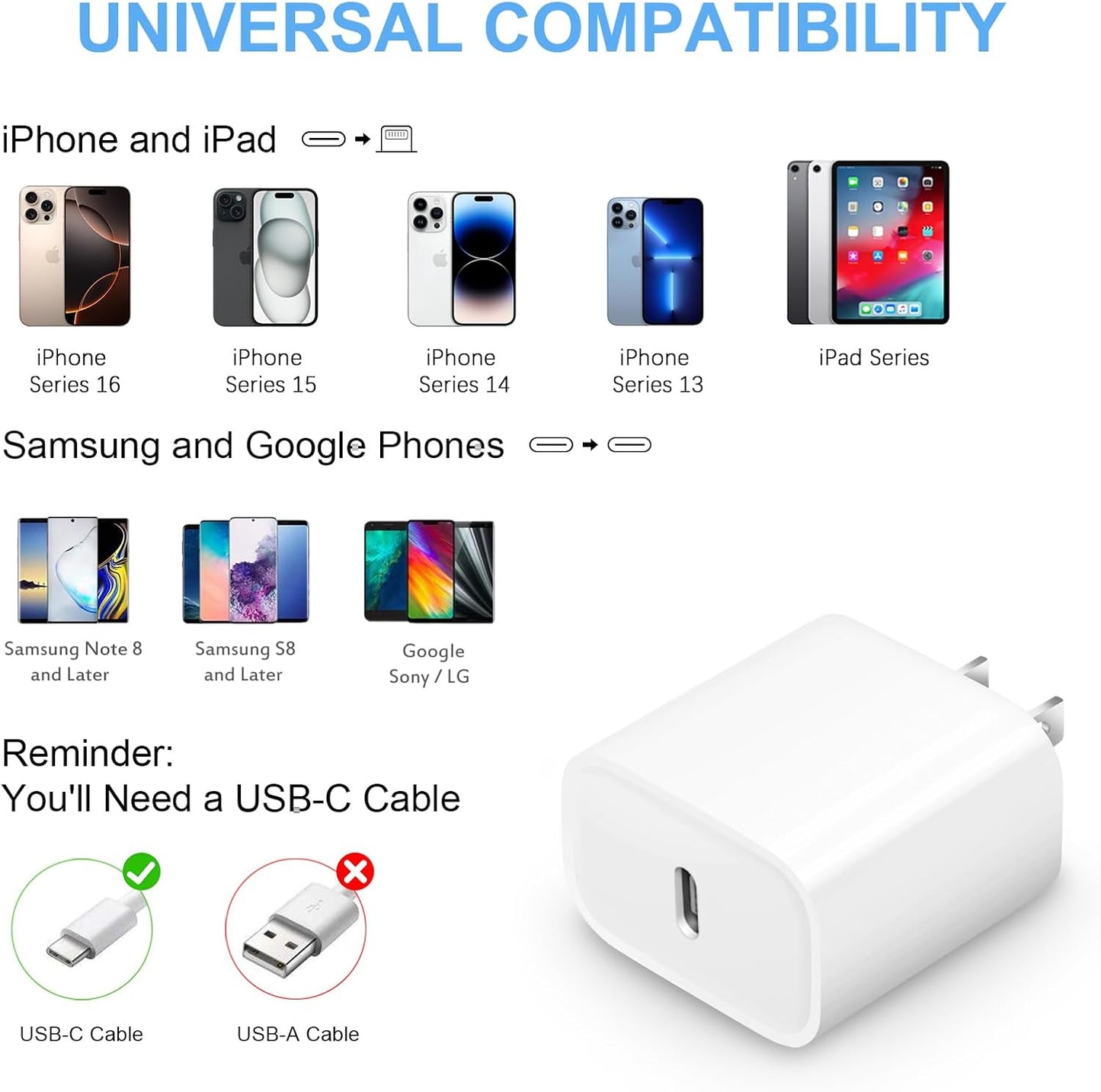 USB-C to Lightning Cable and 20W USB-C Power Adapter